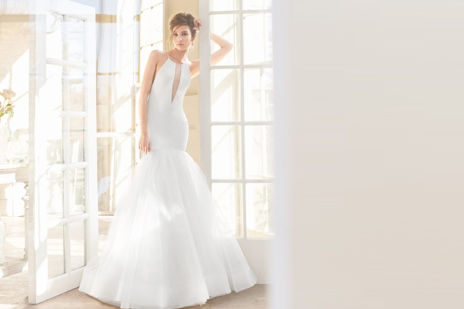 white long sleeve off the shoulder dress A-Line Court Train Off The Shoulder Chiffon Lace Bridal Wedding Dress Bell Sleeve COCOMELODY CW2223, 35 Days / Ivory / US6-UK8-EUR36