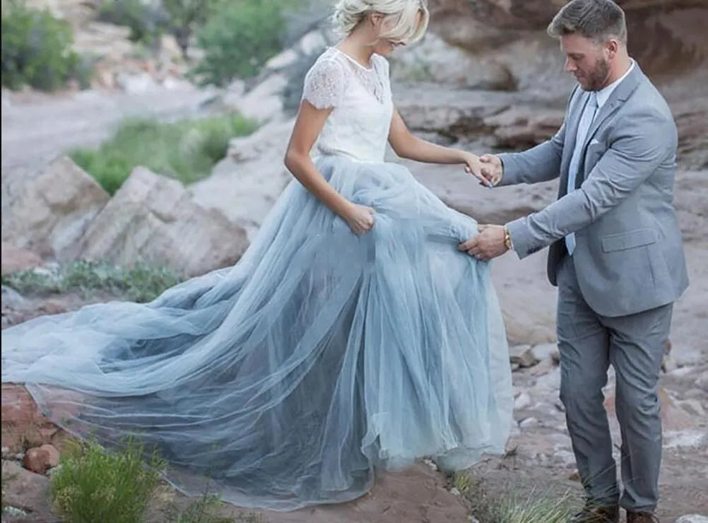 blue dress for baby girl Eloise Blue Silk Wedding Dress main image 1