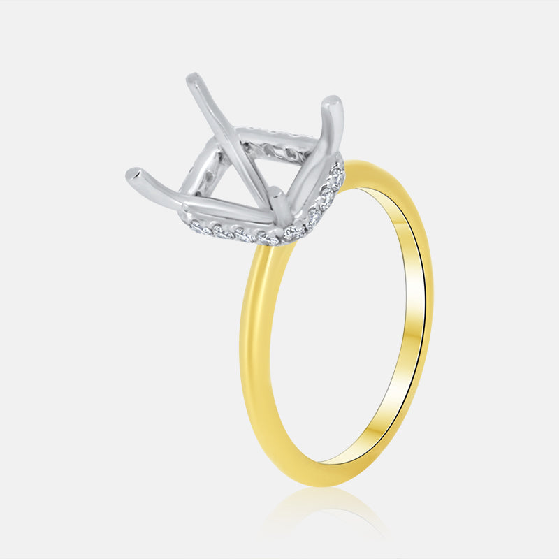 14 Karat Yellow Gold and White Gold Hidden Halo Engagement Ring with .25 Carats of Diamonds