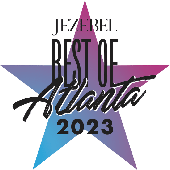 Jezebel Best of Atlanta 2023 logo with a gradient blue and purple star in the background.