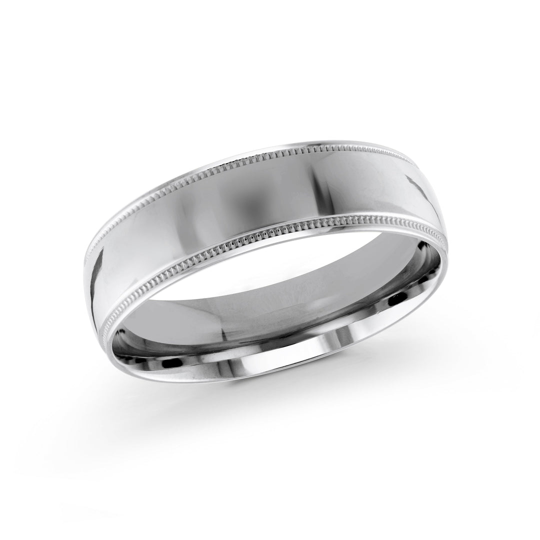6mm 18K White Plain Band