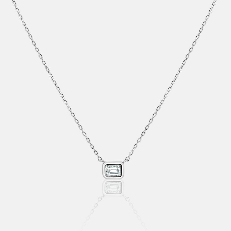 East West Emerald Diamond pendant in 18K White Gold