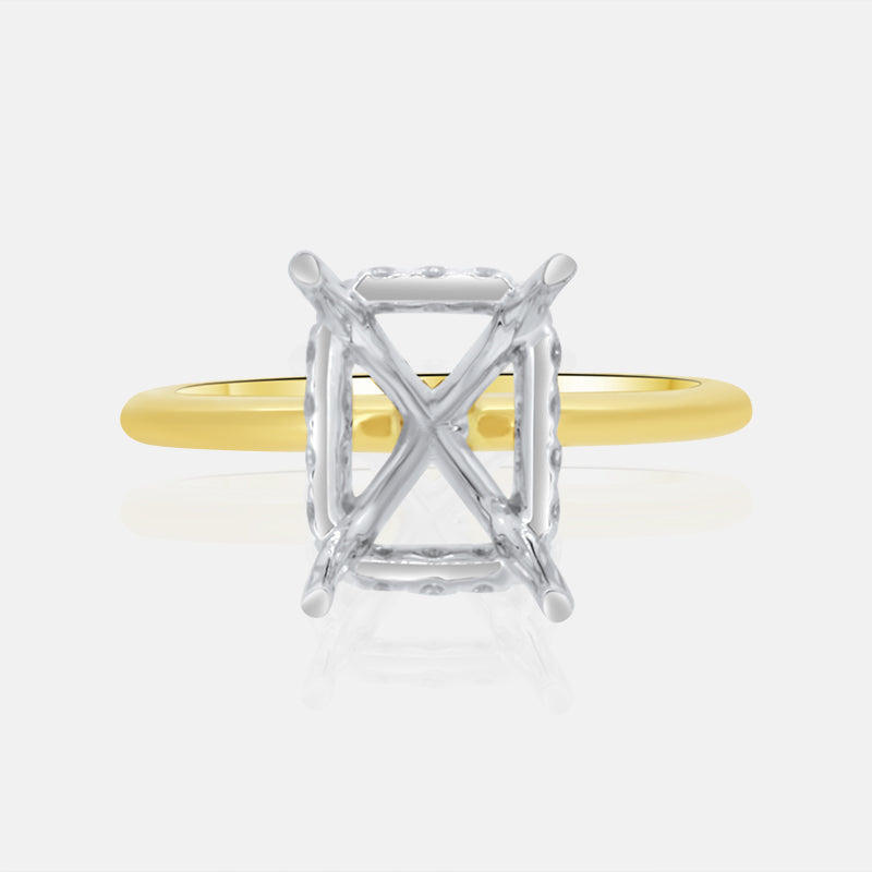 14 Karat Yellow Gold and White Gold Hidden Halo Engagement Ring with .25 Carats of Diamonds