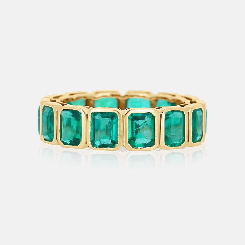 Bezel Set Green Emerald Eternity Band