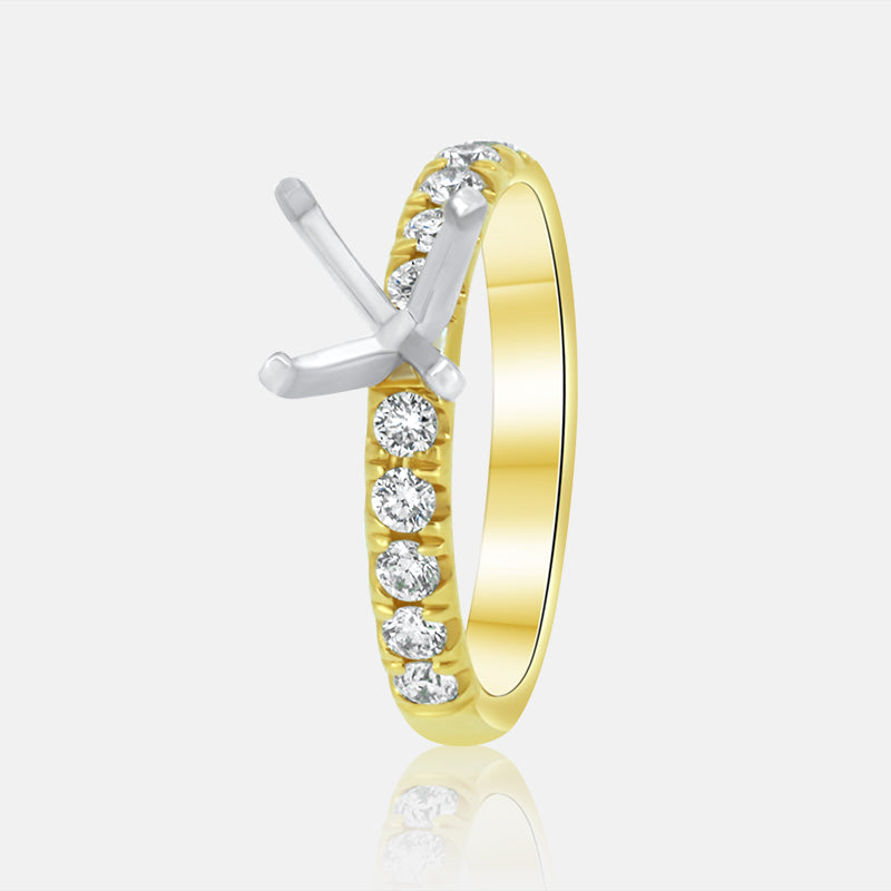 yellow gold solitaire engagement ring mounting with white gold head