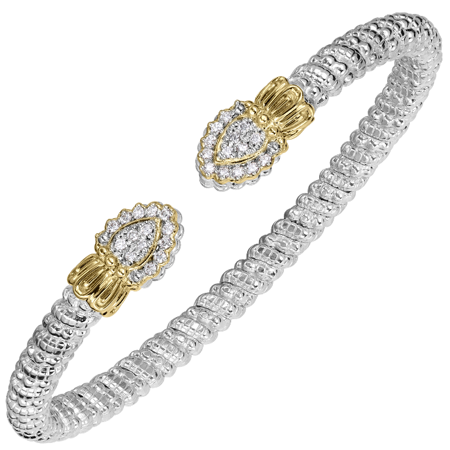 VAHAN 4mm with .28ct diamond 14k yellow gold and sterling silver bangle.