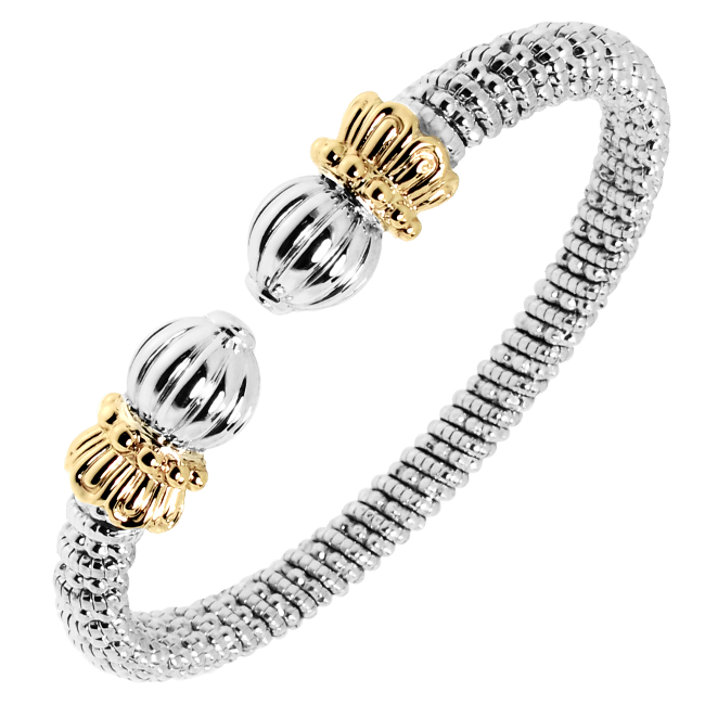 VAHAN Moiré Beaded Bracelet in 14K Yellow Gold and Sterling Silver