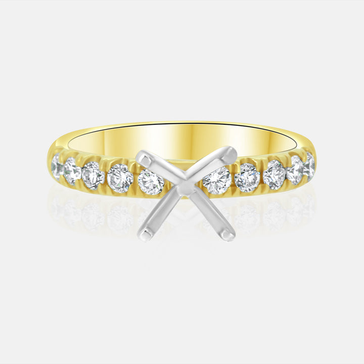 yellow gold solitaire engagement ring setting with white gold head