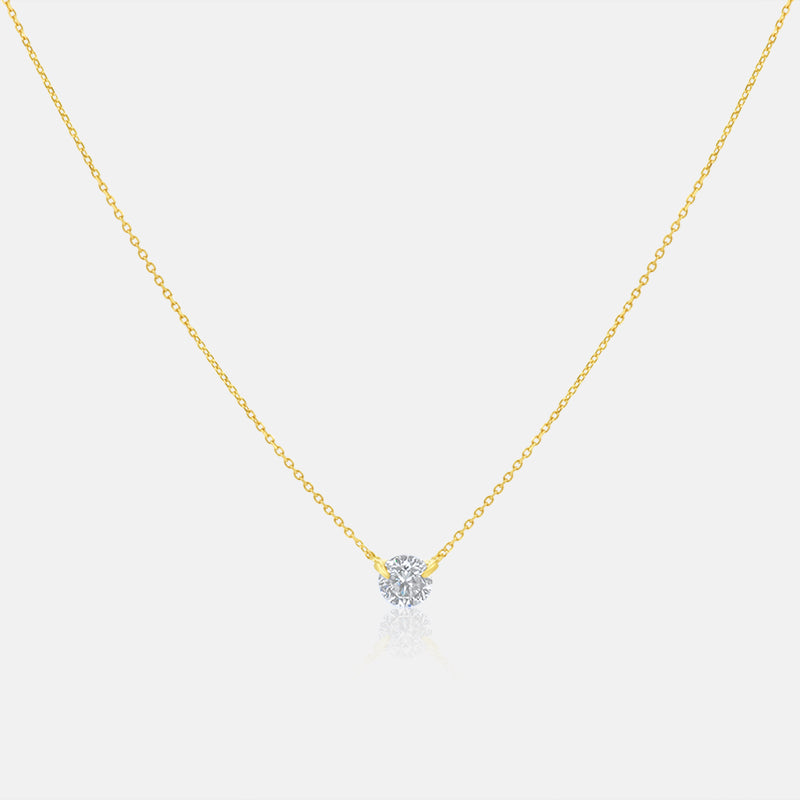 18k Yellow Gold Solitare Diamond Pendant Necklace with .53ct Diamonds