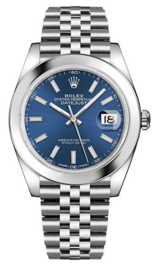 Pre Owned Rolex Datejust 41 Blue Stick Dial on Jubilee 126300