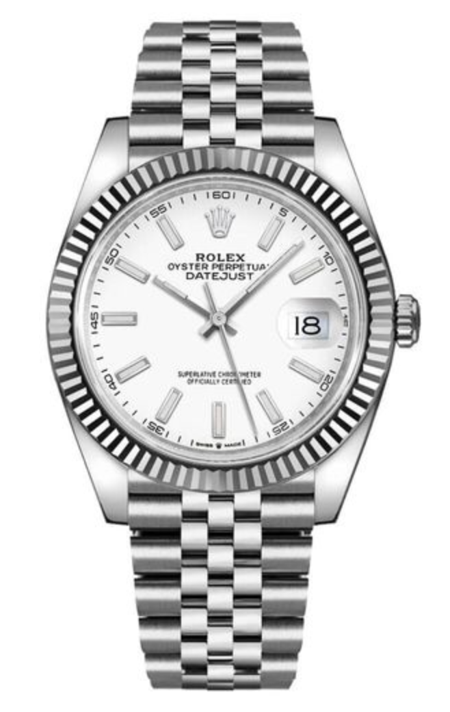 Pre-Owned Rolex Datejust 41 White Stick Dial on Jubilee 126334