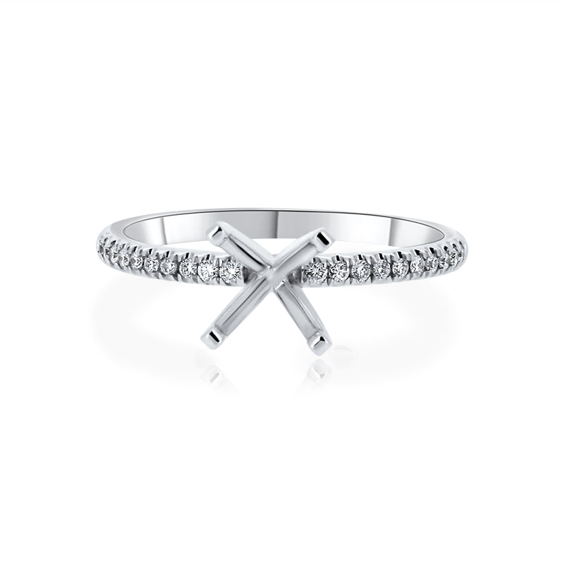 Solitaire Engagement Ring with .12 carat of diamonds in 18 Karat White Gold