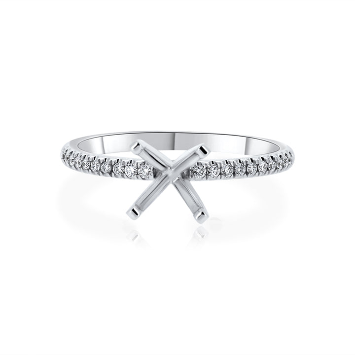 Solitaire Engagement Ring with .12 carat of diamonds in 18 Karat White Gold