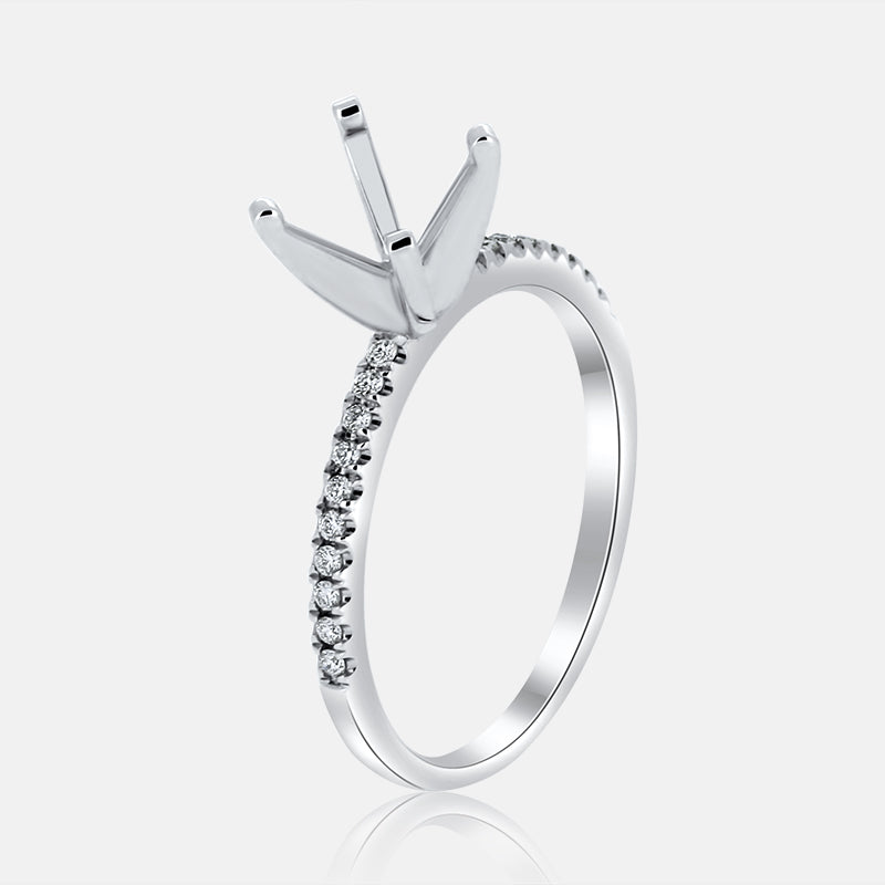 Solitaire Engagement Ring with .12 carat of diamonds in 18 Karat White Gold