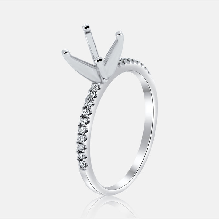 Solitaire Engagement Ring with .12 carat of diamonds in 18 Karat White Gold