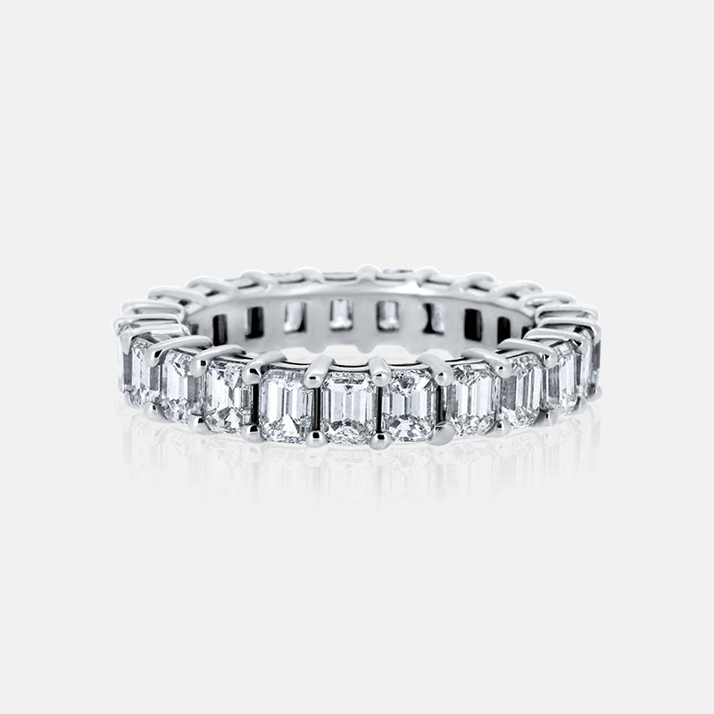 Emerald Diamond Eternity Band with 3.63 Carat of Diamonds in 14 Karat White Gold
