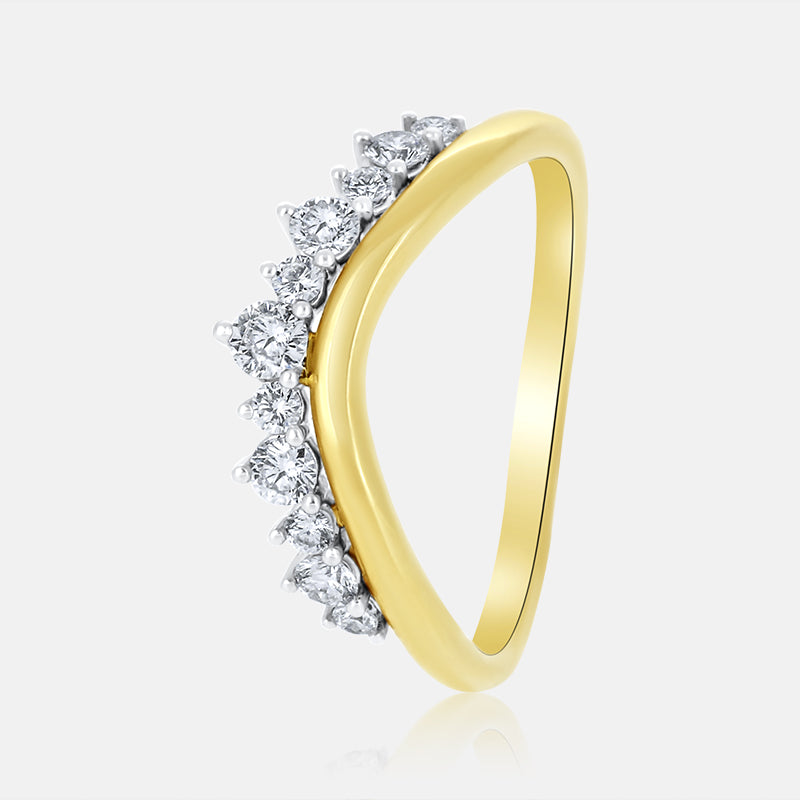 Contour Diamond Wedding Band with .38 carat of Diamonds in 14 Karat Yellow Gold