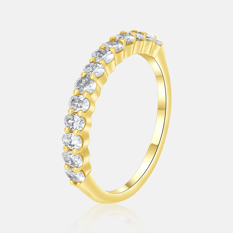 Dainty Oval Halfway Diamond Band in 14K Yellow Gold with .69 Carat of Diamonds