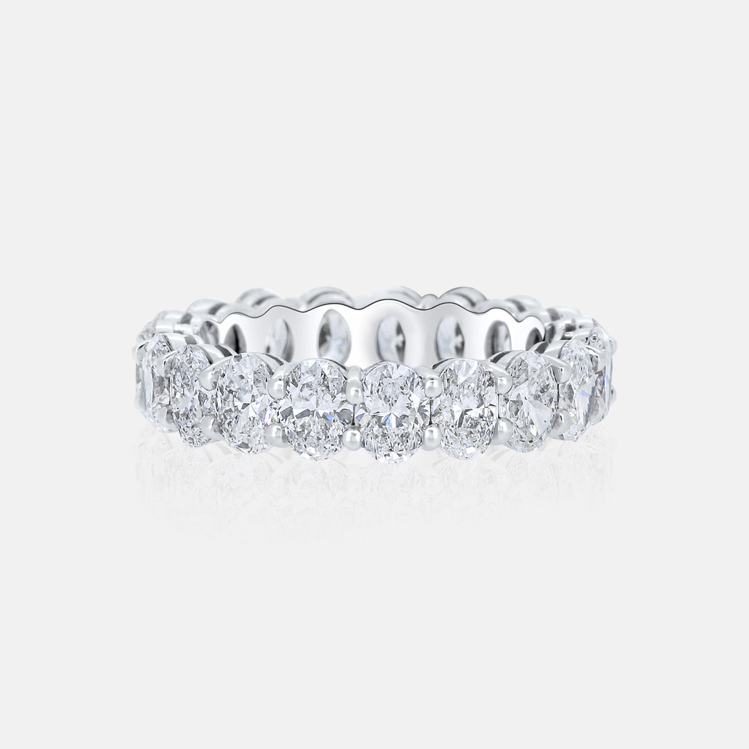 Oval Diamond Eternity Band in 18 Karat White Gold with 4.46 Carat of Diamonds