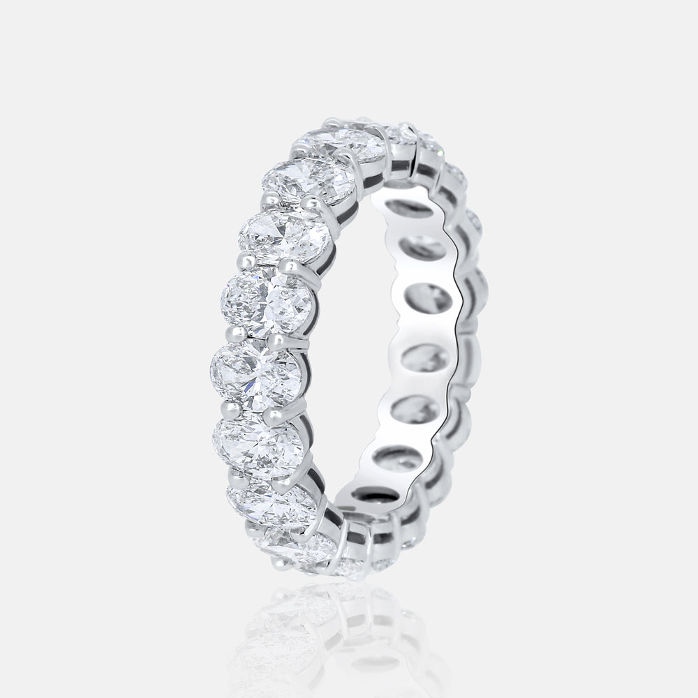 Oval Diamond Eternity Band in 18 Karat White Gold with 4.46 Carat of Diamonds