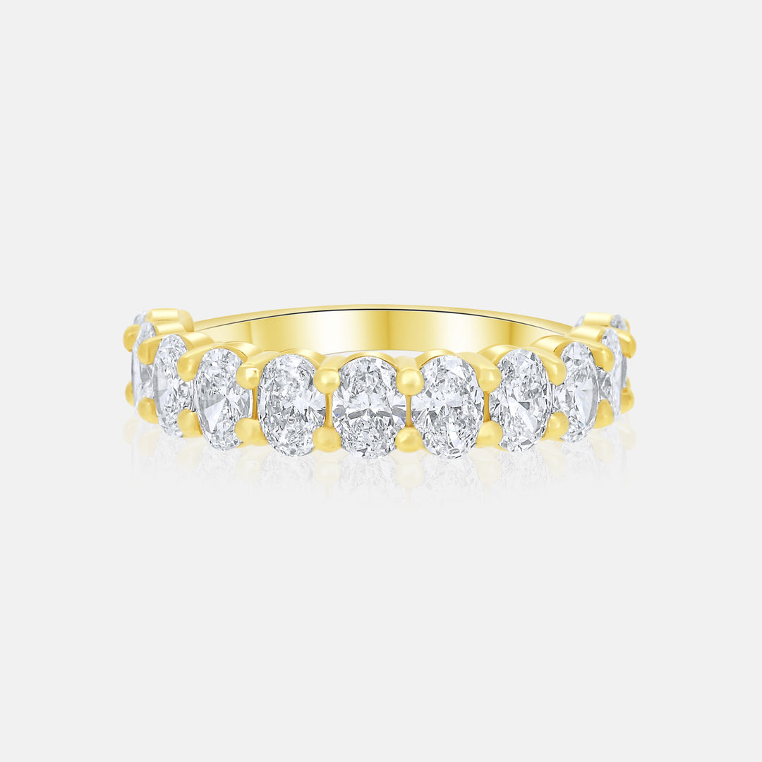 Half Way Oval Diamond Eternity Ring in 14 Karat Yellow Gold with 1.78 Carat of Diamonds