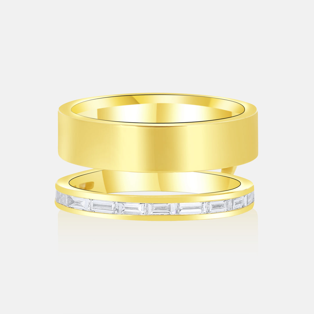 Modern Negative Space Cigar Band in 14 Karat Yellow Gold with .65 Carat of Diamonds