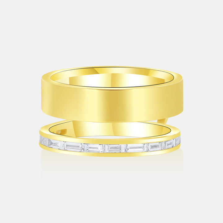 Modern Negative Space Cigar Band in 14 Karat Yellow Gold with .65 Carat of Diamonds