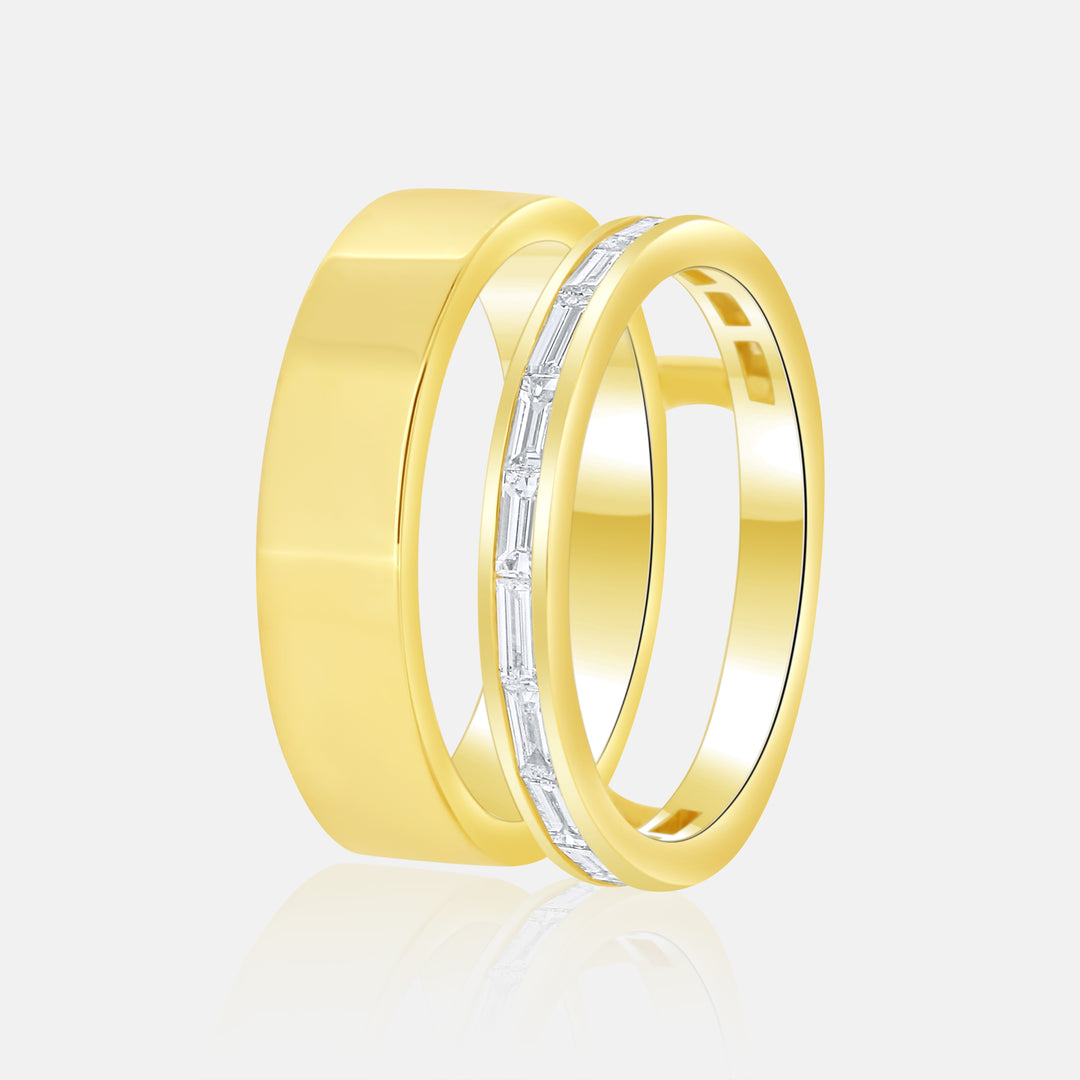 Modern Negative Space Cigar Band in 14 Karat Yellow Gold with .65 Carat of Diamonds