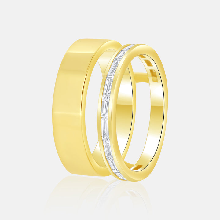Modern Negative Space Cigar Band in 14 Karat Yellow Gold with .65 Carat of Diamonds