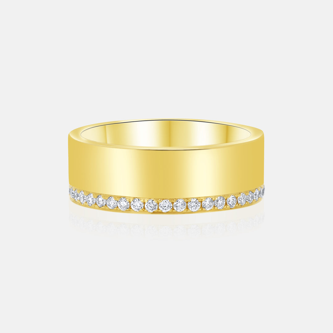 Modern Cigar Band in 14 Karat Yellow Gold with .45 Carat of Diamonds
