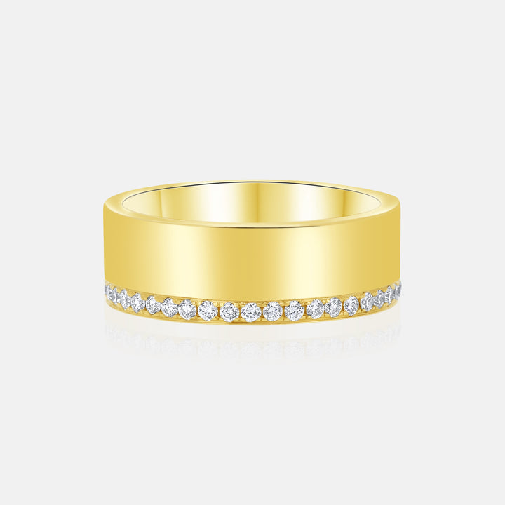 Modern Cigar Band in 14 Karat Yellow Gold with .45 Carat of Diamonds