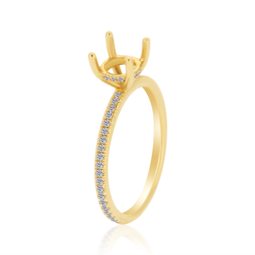 Solitaire Hidden Halo Engagement Ring with .21 carat of Diamonds in 14K Yellow Gold