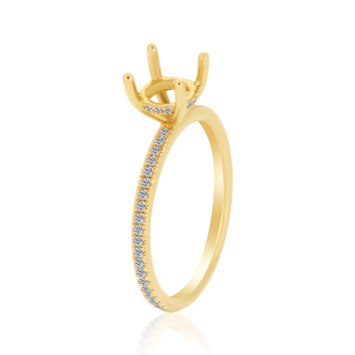 Solitaire Hidden Halo Engagement Ring with .21 carat of Diamonds in 14K Yellow Gold