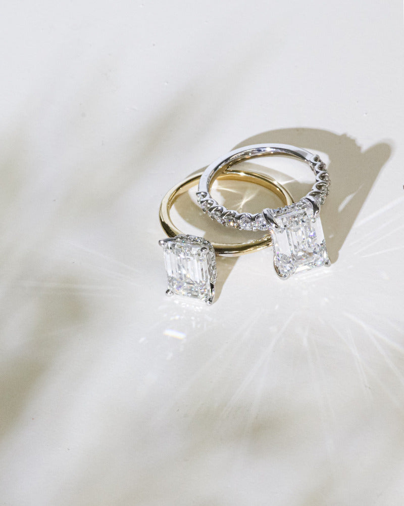 Lab Grown Diamond Rings with Emerald Cut Diamonds