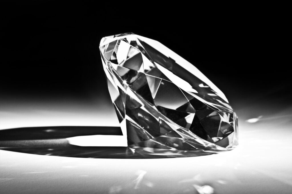 Close-up of a sparkling lab grown diamond.