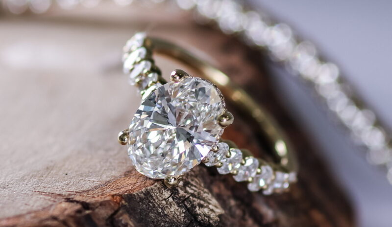 Oval cut diamond engagement ring progress in Atlanta.