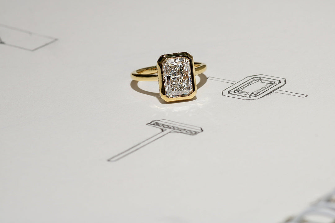 Masina Diamonds gold radiant cut diamond engagement ring design
