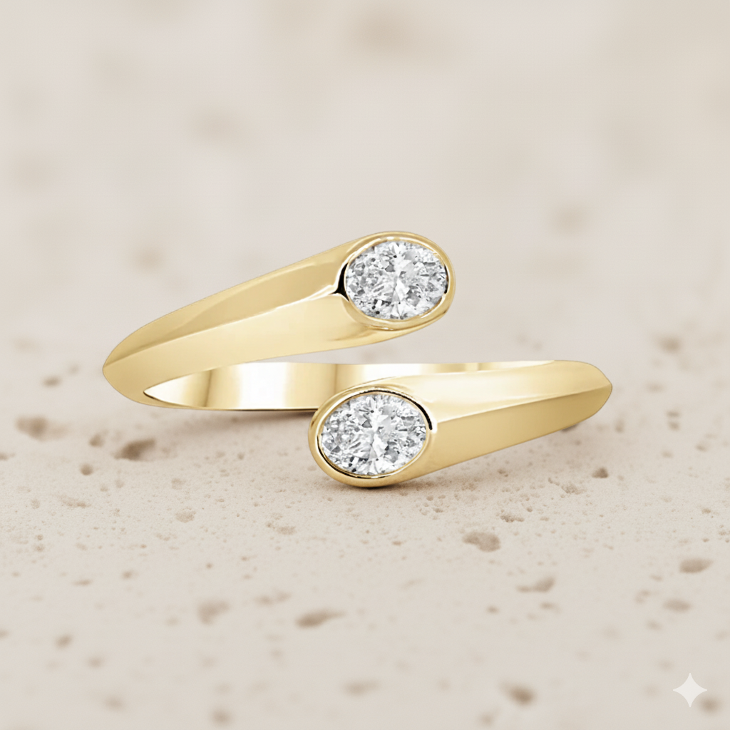 Oval diamond wrap pinky ring