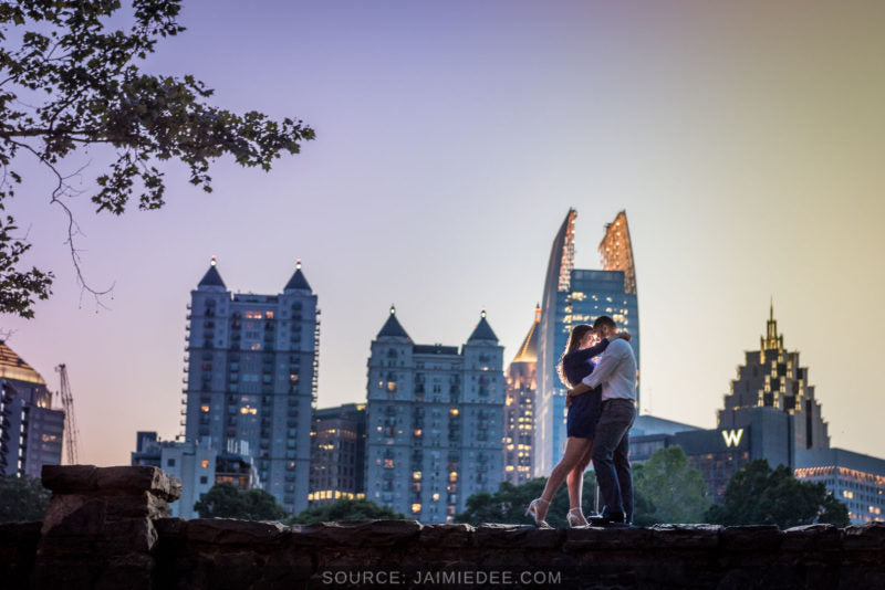 Atlanta wedding photographer showcasing cityscape photoshoot locations.