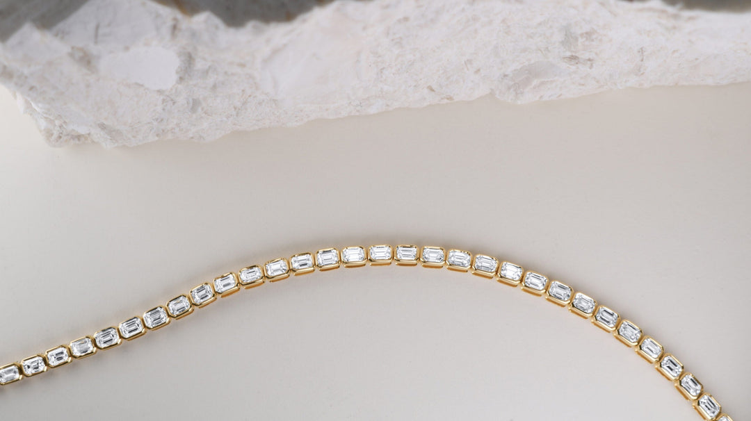 Masina Diamonds gold bracelet with emerald cut diamonds.