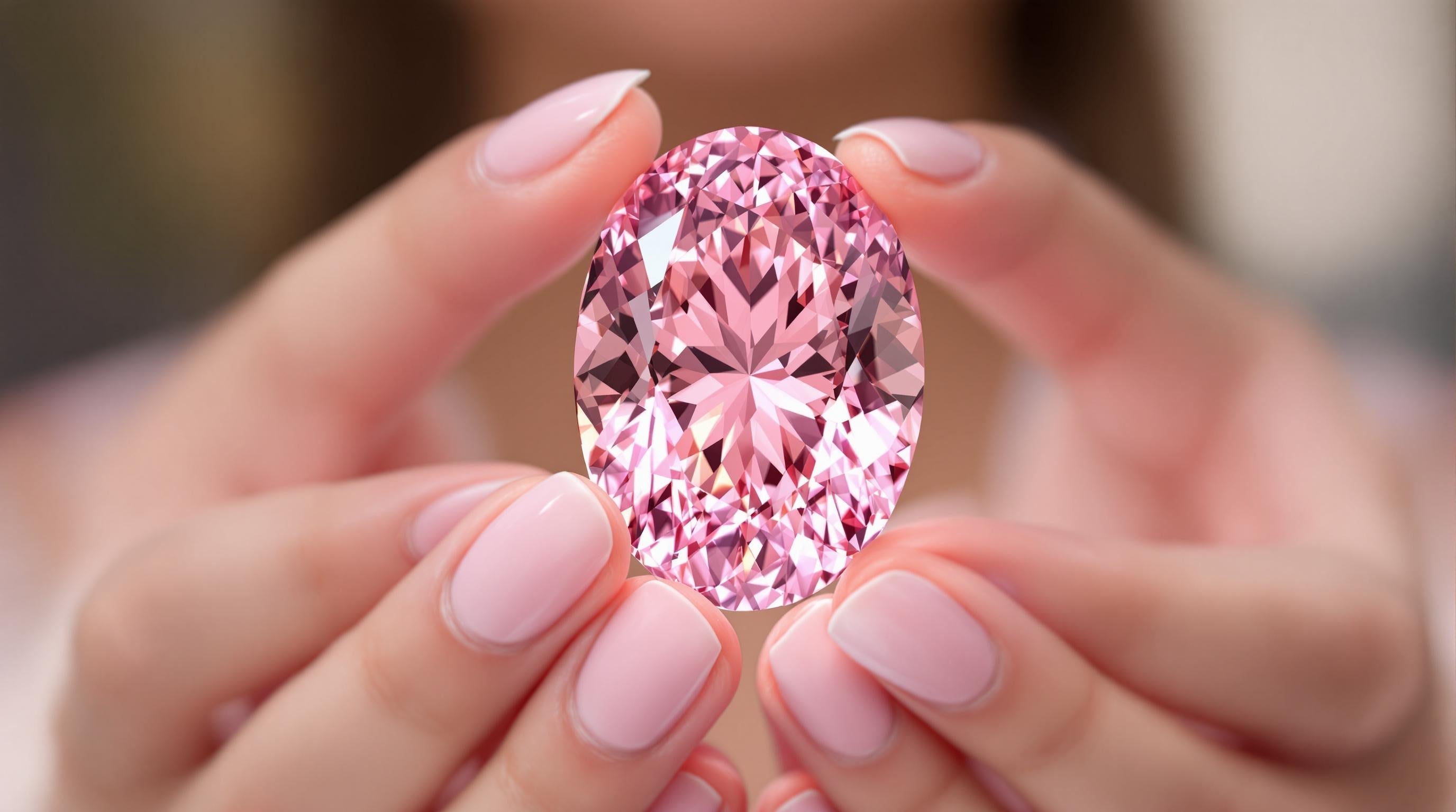 Woman Holding Oval Pink Diamond
