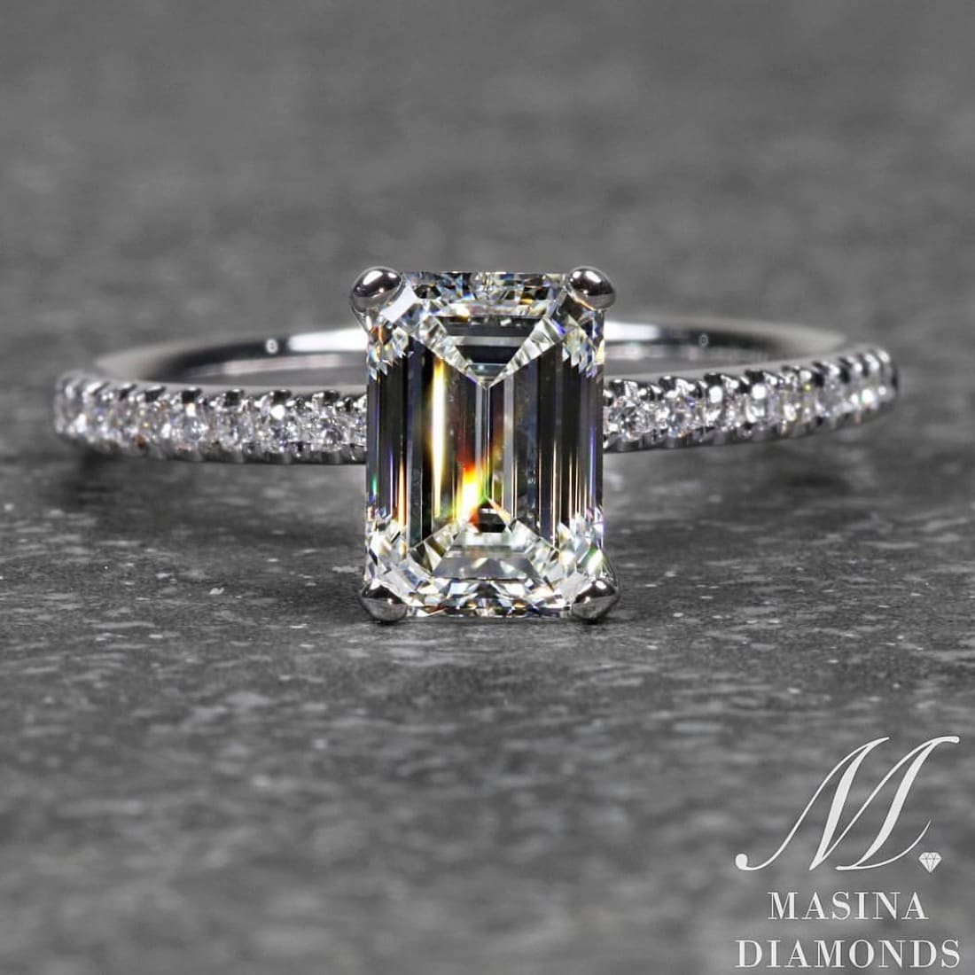 Masina Diamonds emerald cut diamond engagement ring