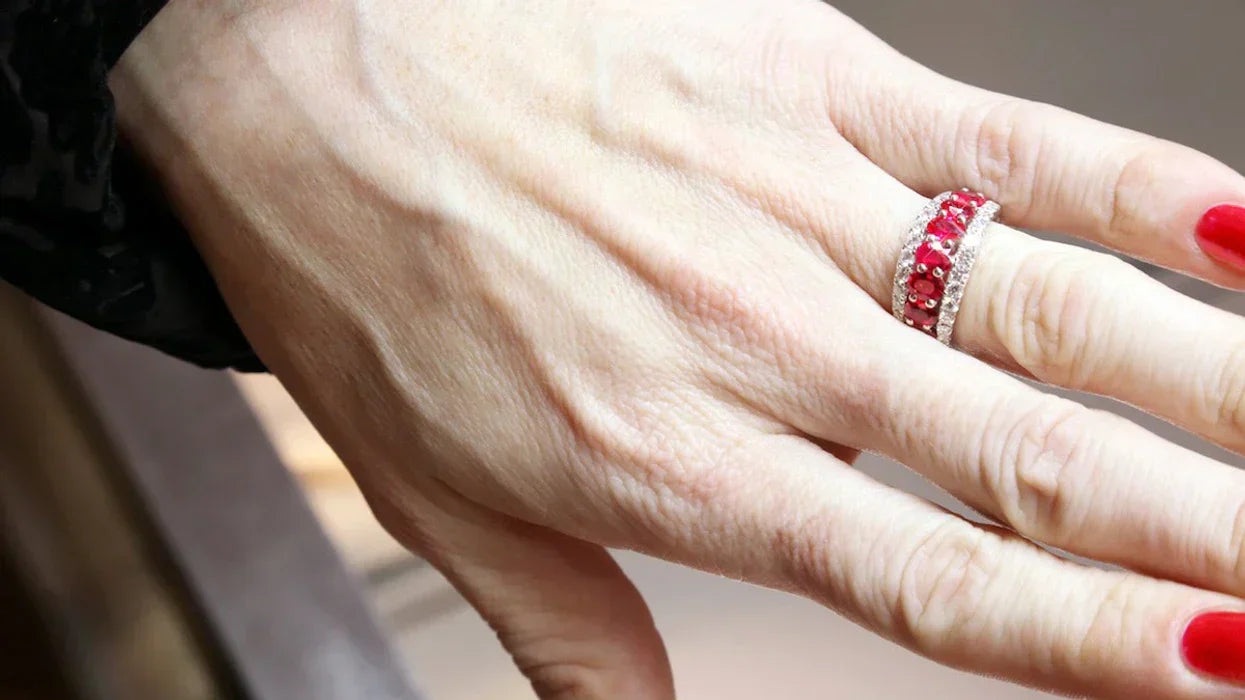 Repurposed ruby and diamond ring.