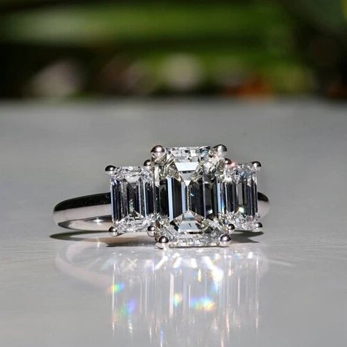 3 stone white gold diamond engagement ring