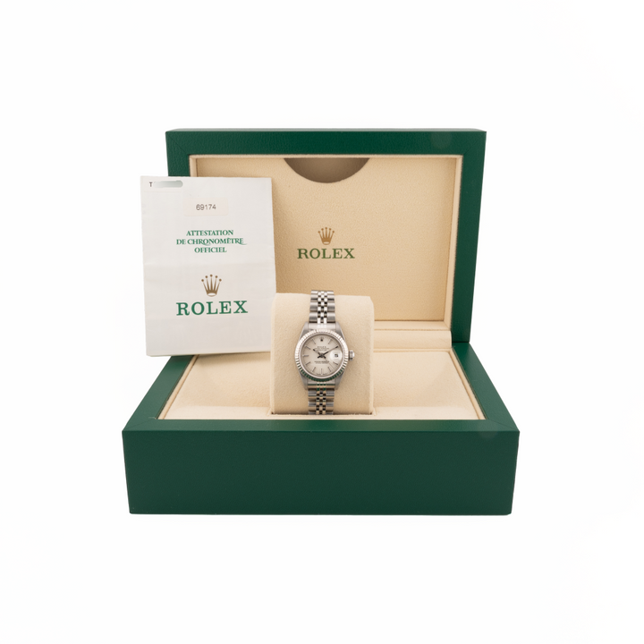 Rolex Datejust 26mm 69174 silver dial jubilee band box and papers 
