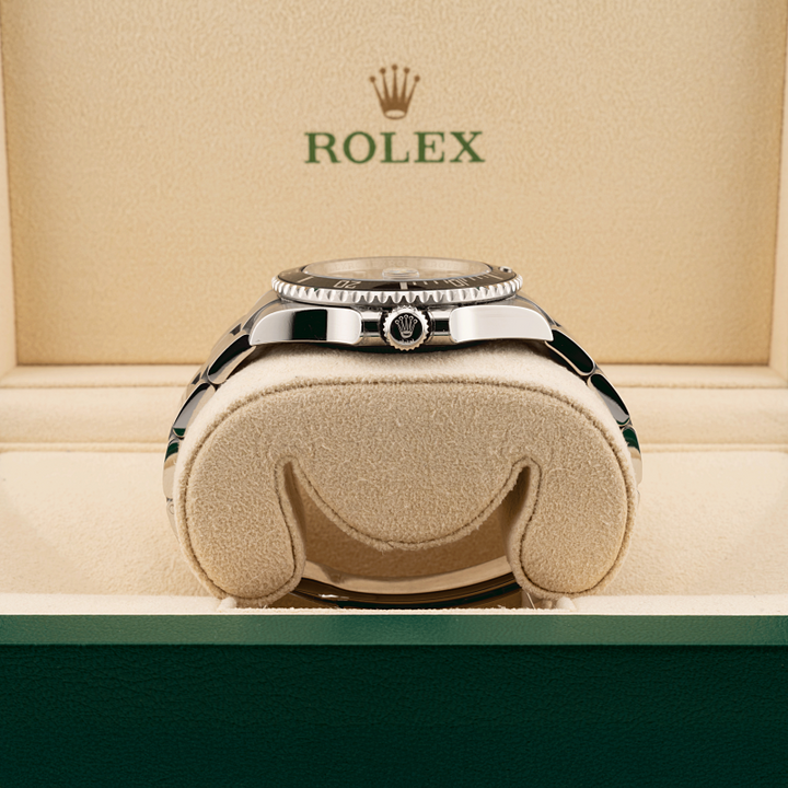 Rolex submariner watch in a rolex box with the Rolex logo above