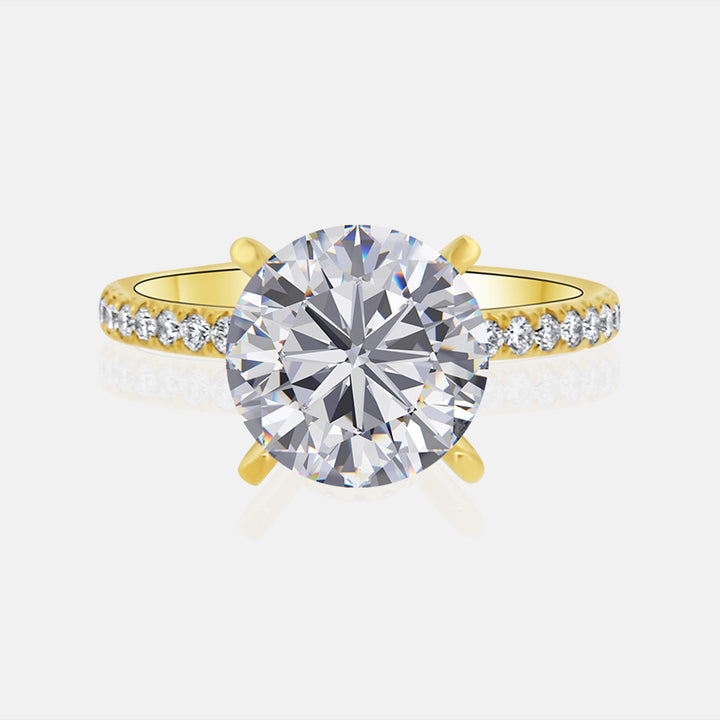 14 Karat Yellow Gold Pave Engagement Ring Mounting with Hidden Halo .50 Total Carats of Diamonds
