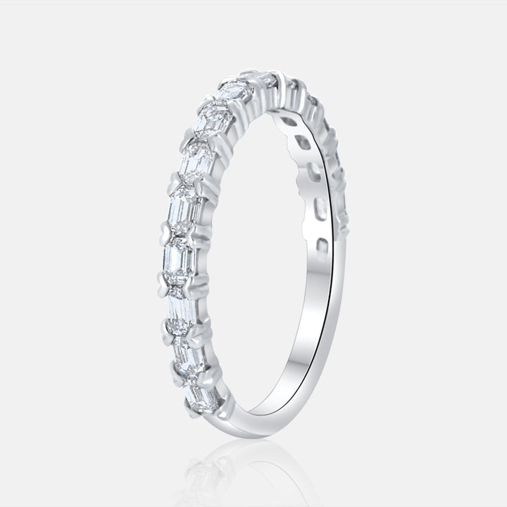 1.00 Carat Emerald Cut Wedding Ring in 14K White Gold