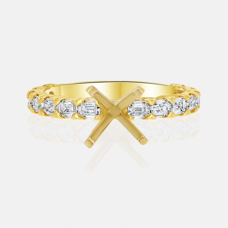 14 Karat Yellow Gold Engagement Ring with .88 Carats of Emerald Cut Diamonds