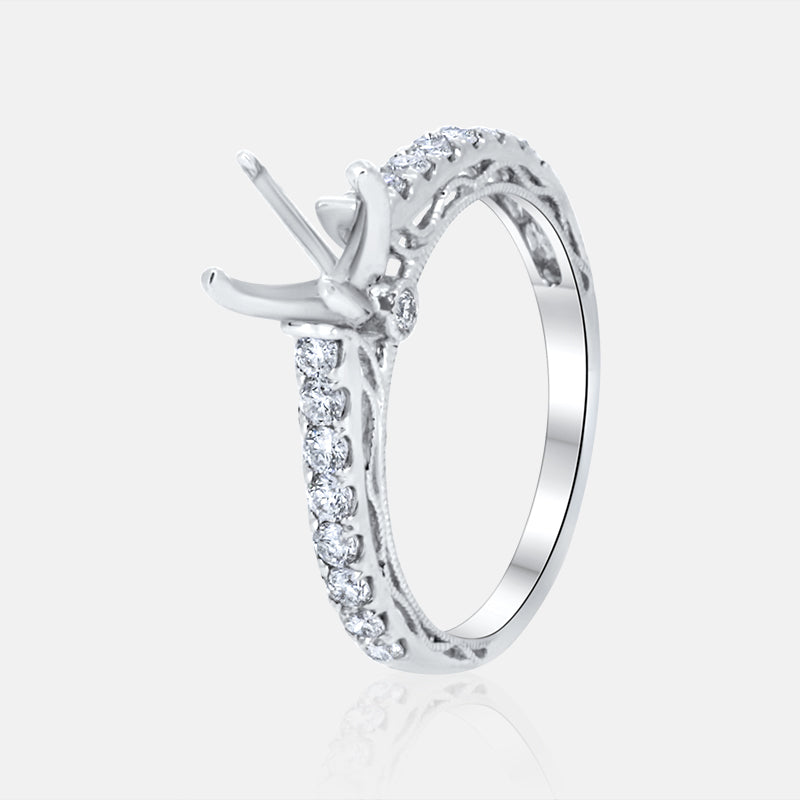 Solitaire 18 Karat White Gold Engagement Ring with .52cts of Diamonds
